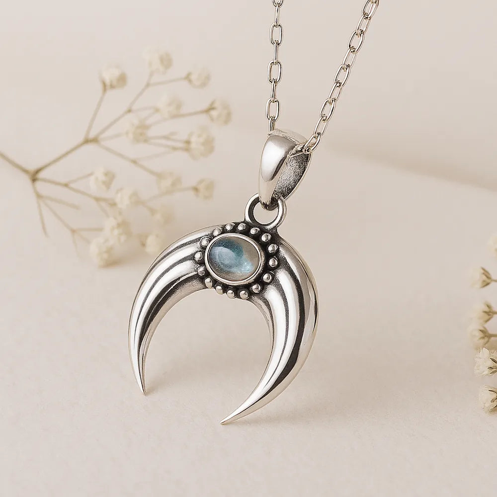 sterling silver half moon moonstone necklace by indie and harper australia