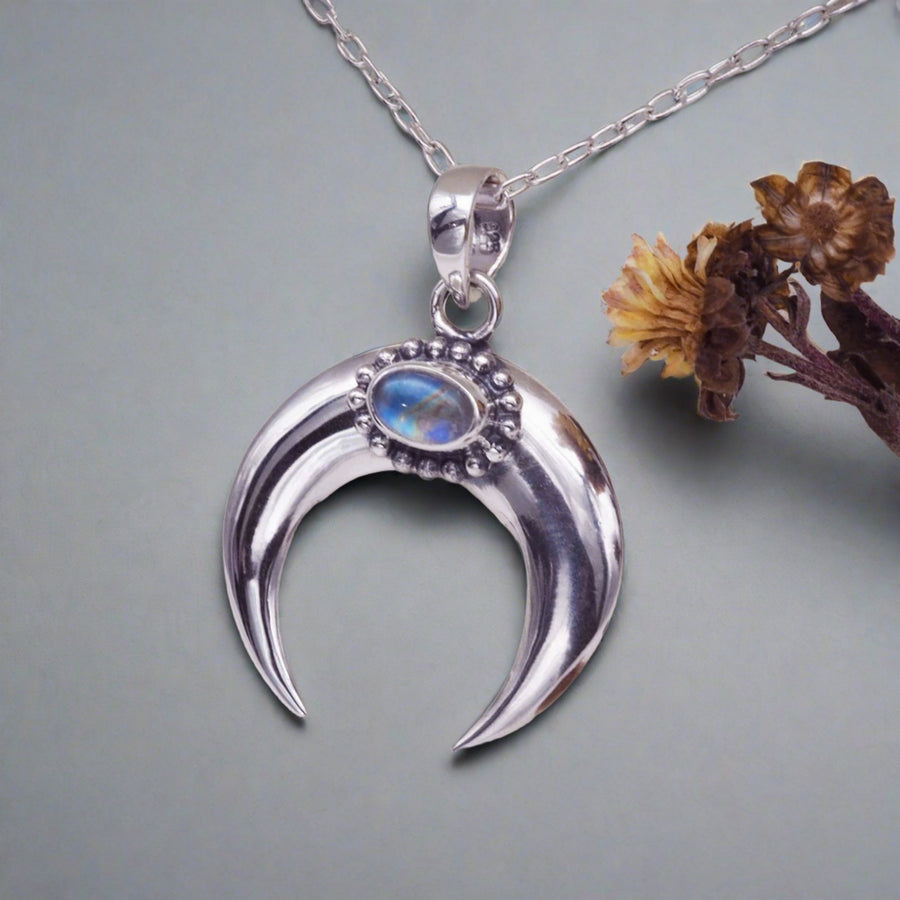 Half Moon Moonstone Necklace - womens moonstone jewellery Australia 