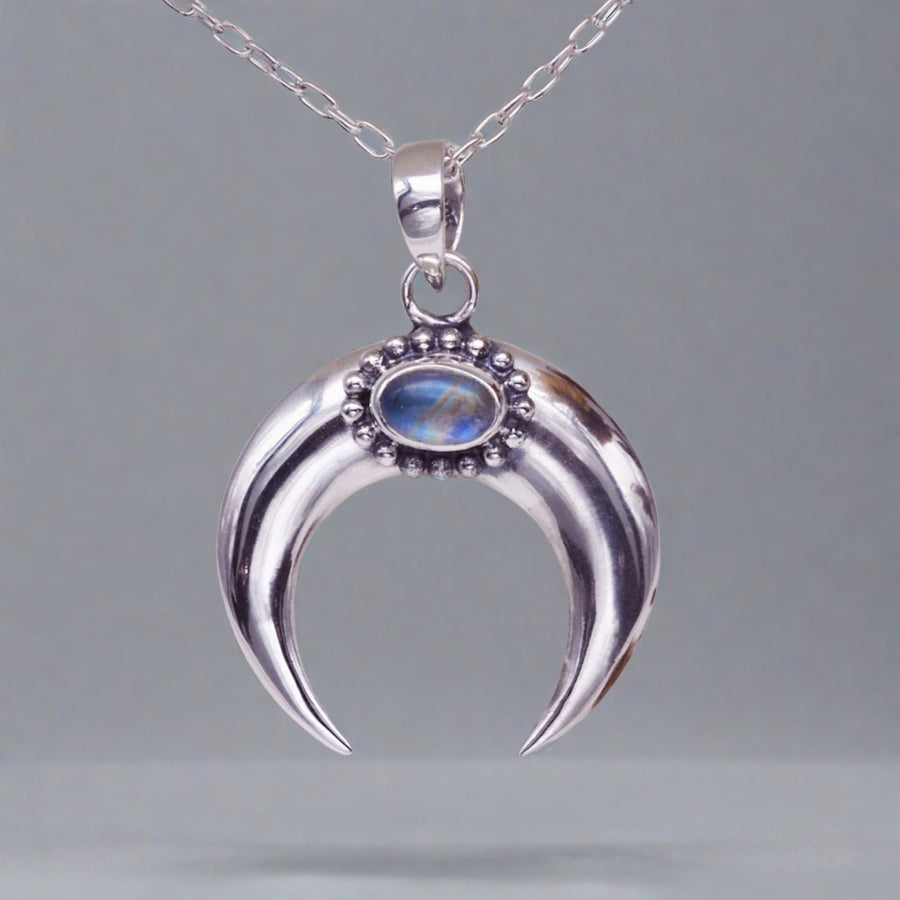 Half Moon Sterling silver Moonstone Necklace - womens moonstone jewellery Australia 