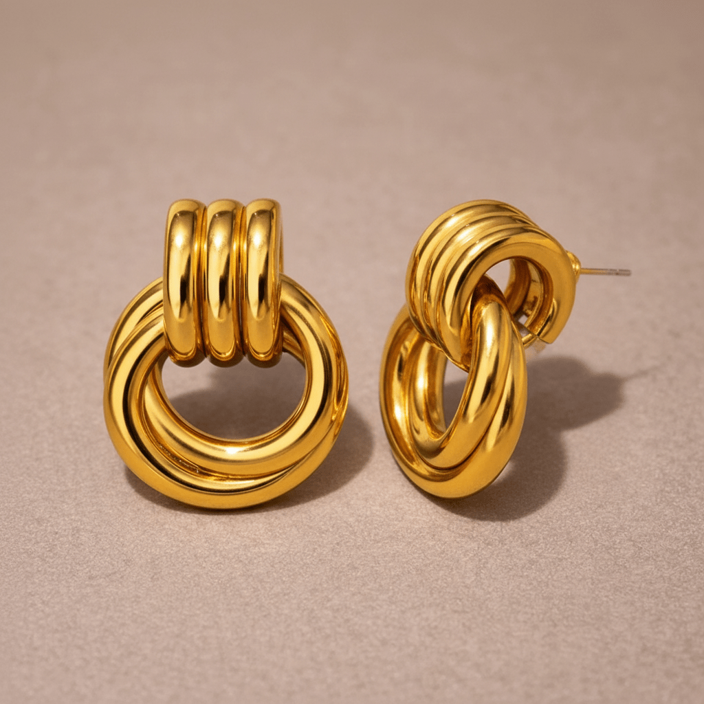 80s Retro Chunky Gold Stud Earrings