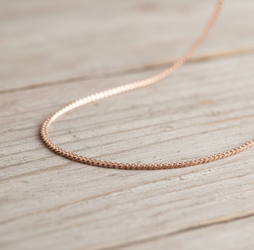 dainty 18k rose gold chain necklace by indie and harper