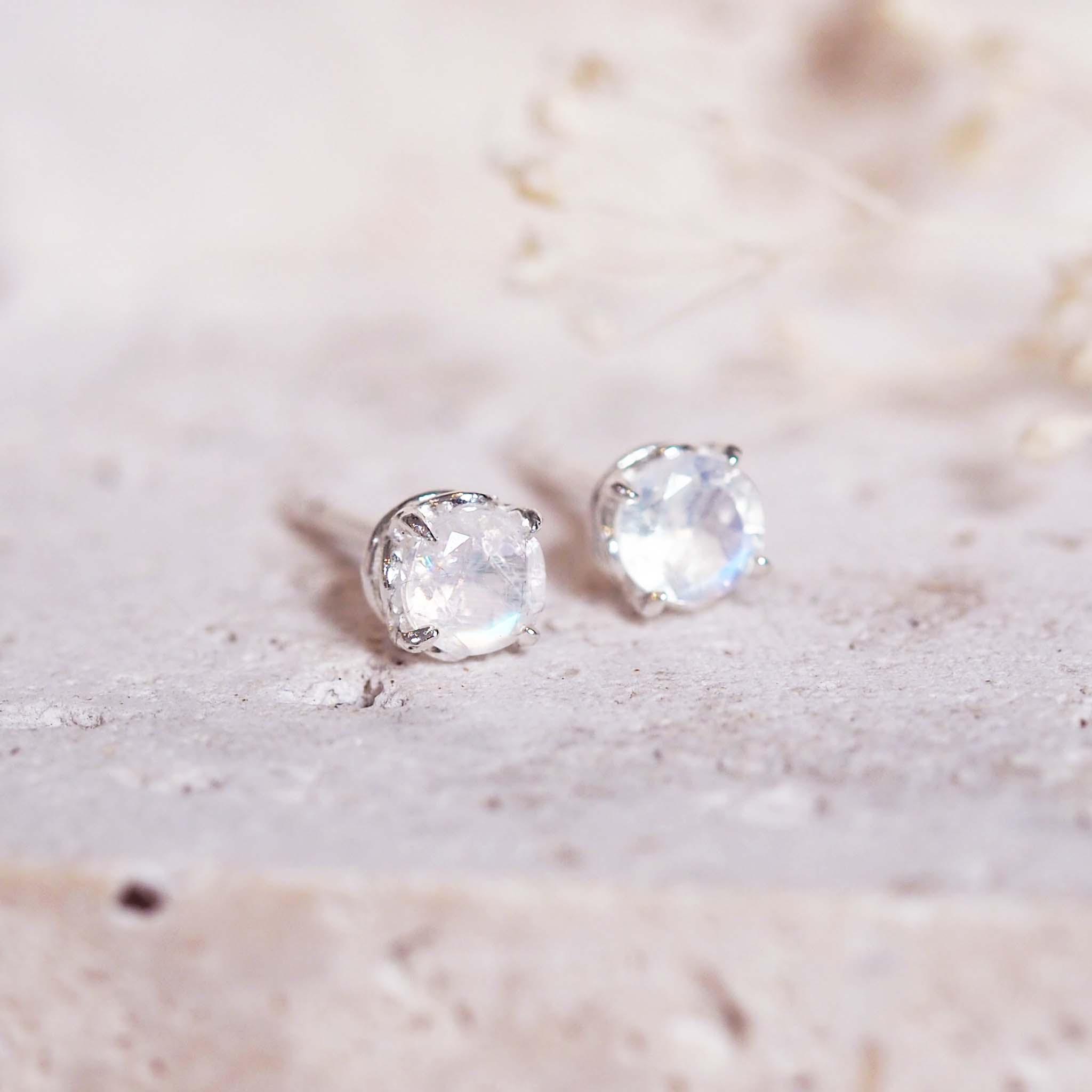 indie and harper dainty claw set moonstone studs made with sterling silver