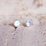 indie and harper rainbow moonstone earrings made with sterling silver
