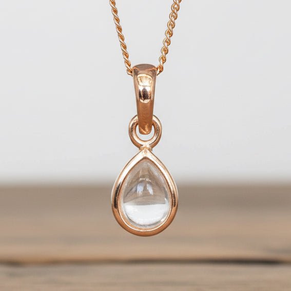 indie and harper Rose Gold April Birthstone Herkimer Necklace