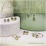indie and harper august birthstone peridot jewellery including silver, gold and rose gold