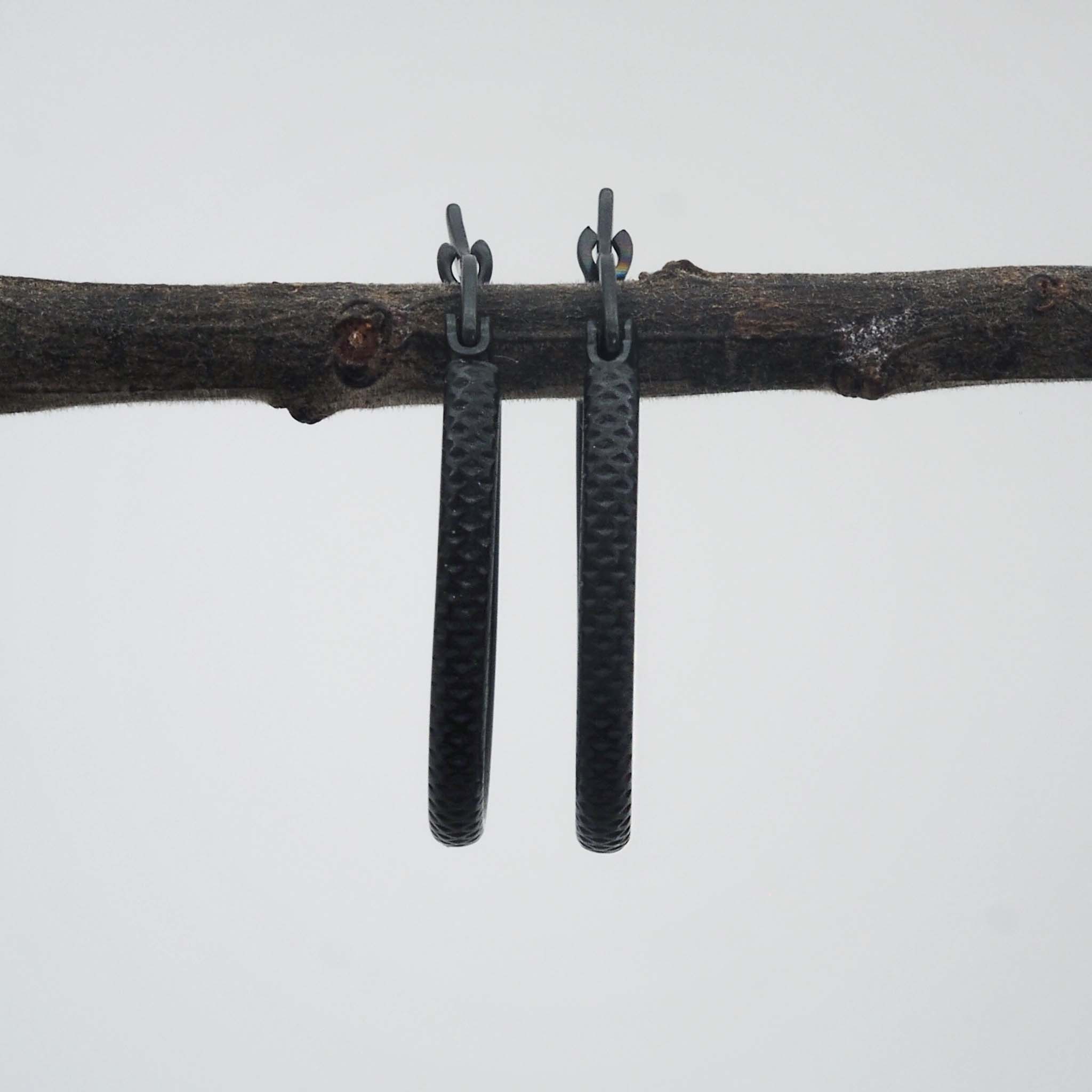 indie and harper large stainless steel black hoop earrings