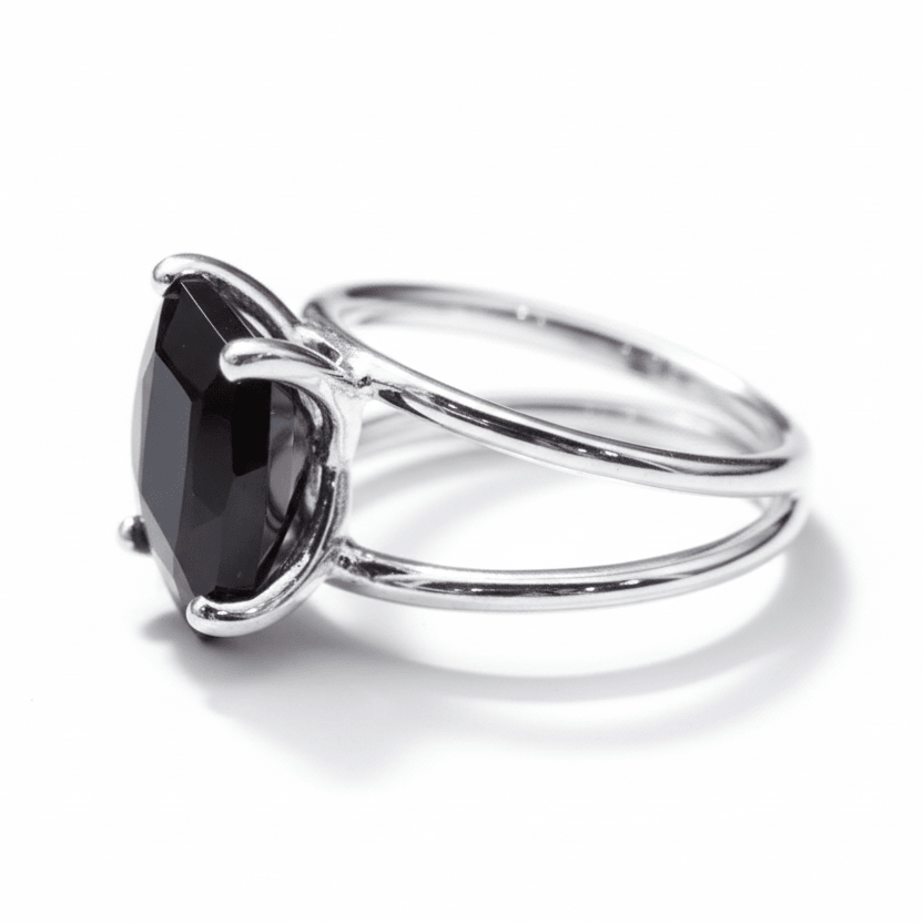Silver Black Onyx Ring 