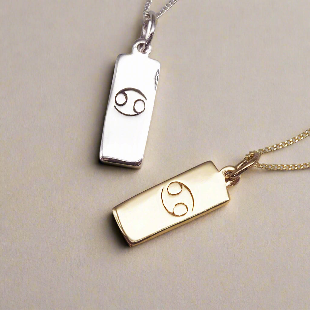 Cancer Necklaces in Sterling silver and gold - womens zodiac necklaces by australian jewellery brands online indie and harper