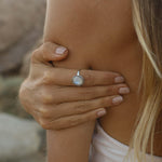 indie and harper sterling silver classic Moonstone Ring being worn
