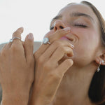 indie and harper sterling silver moonstone ring being worn