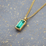 indie and harper dainty emerald green and gold necklace 