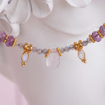 indie and harper dainty goddess necklace made with rose quartz, moonstone, labradorite and amethyst - bohemian jewellery australia
