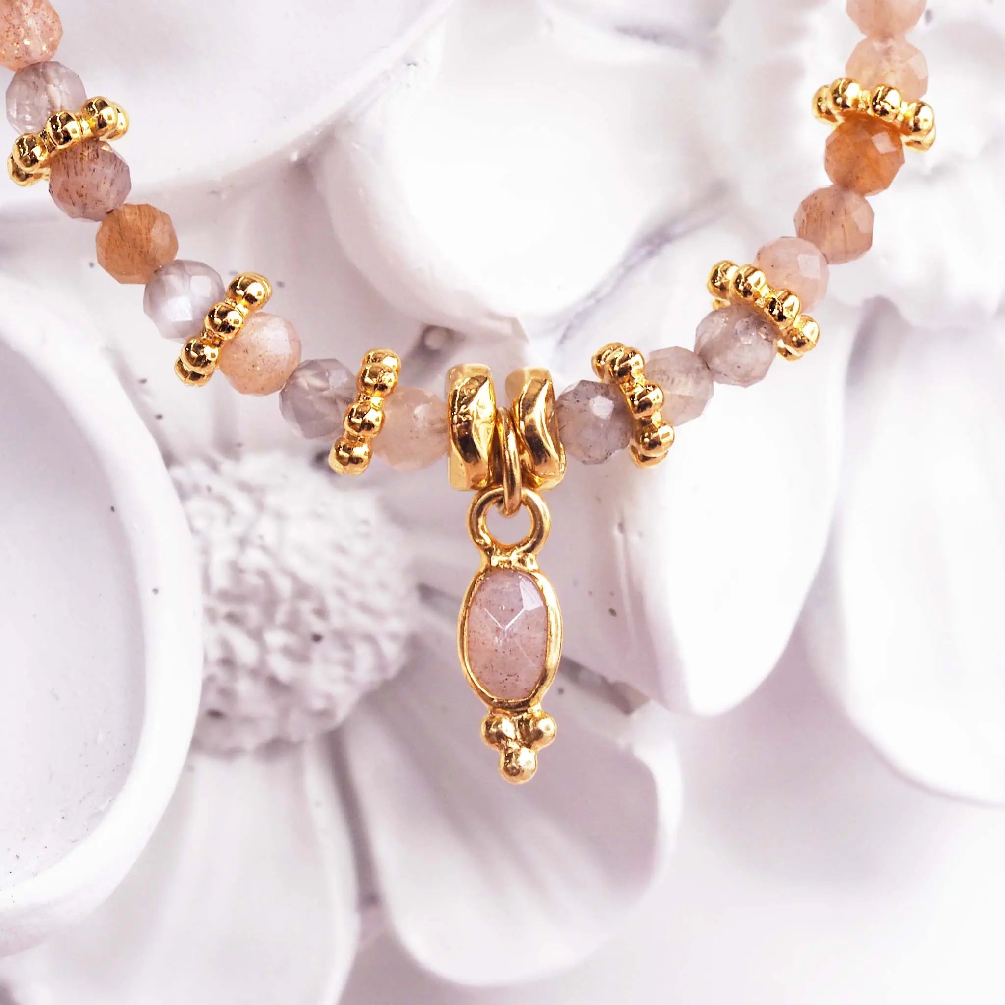 indie and harper dainty goddess orange moonstone bracelet