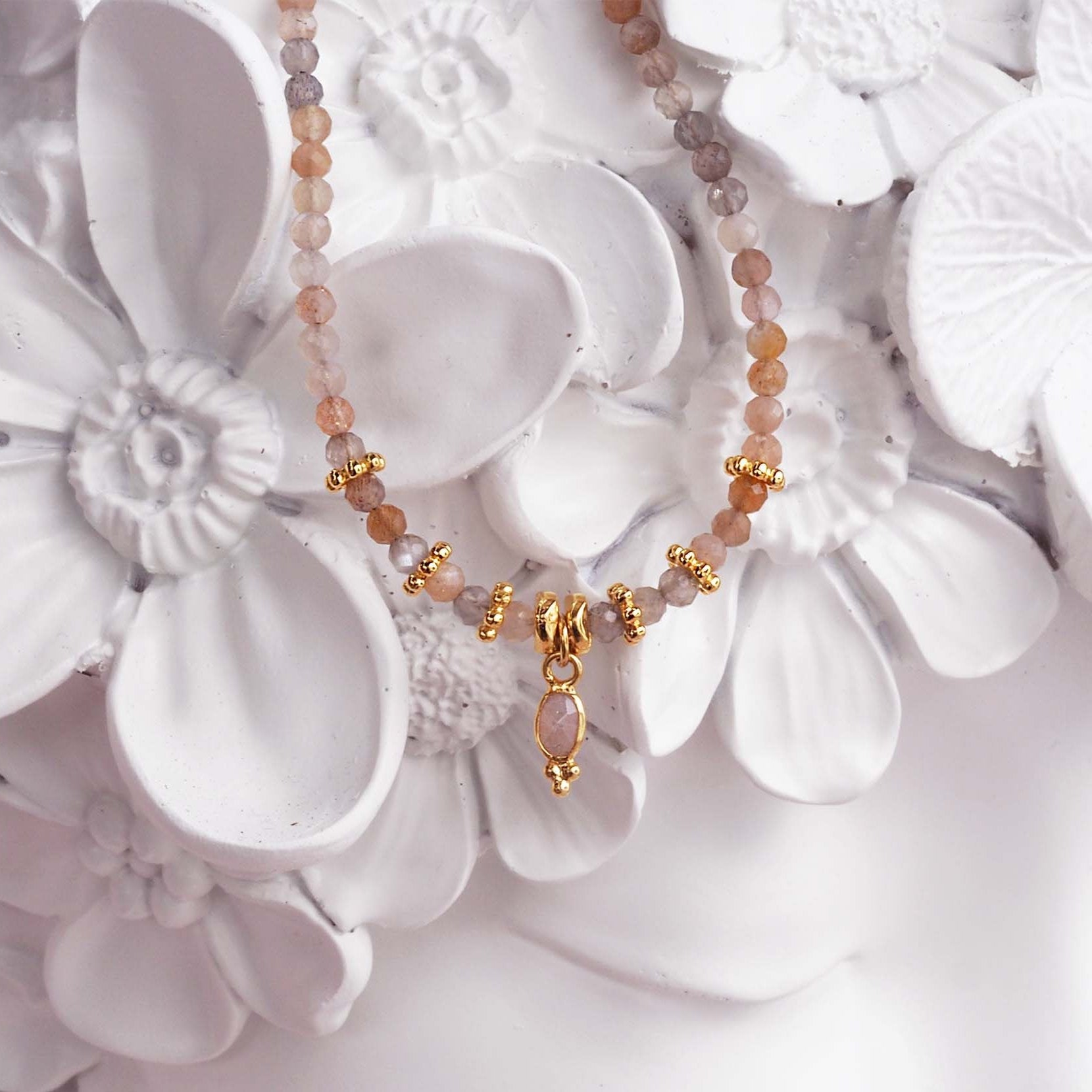 indie and harper dainty goddess orange moonstone bracelet