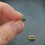 indie and harper dainty gold and emerald green huggie earrings