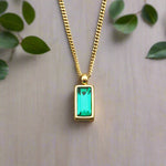 indie and harper dainty emerald green and gold necklace