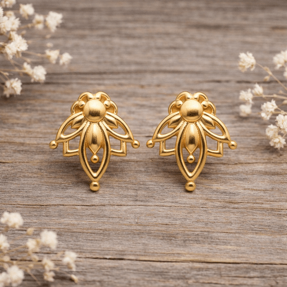 Dainty gold lotus stud earrings