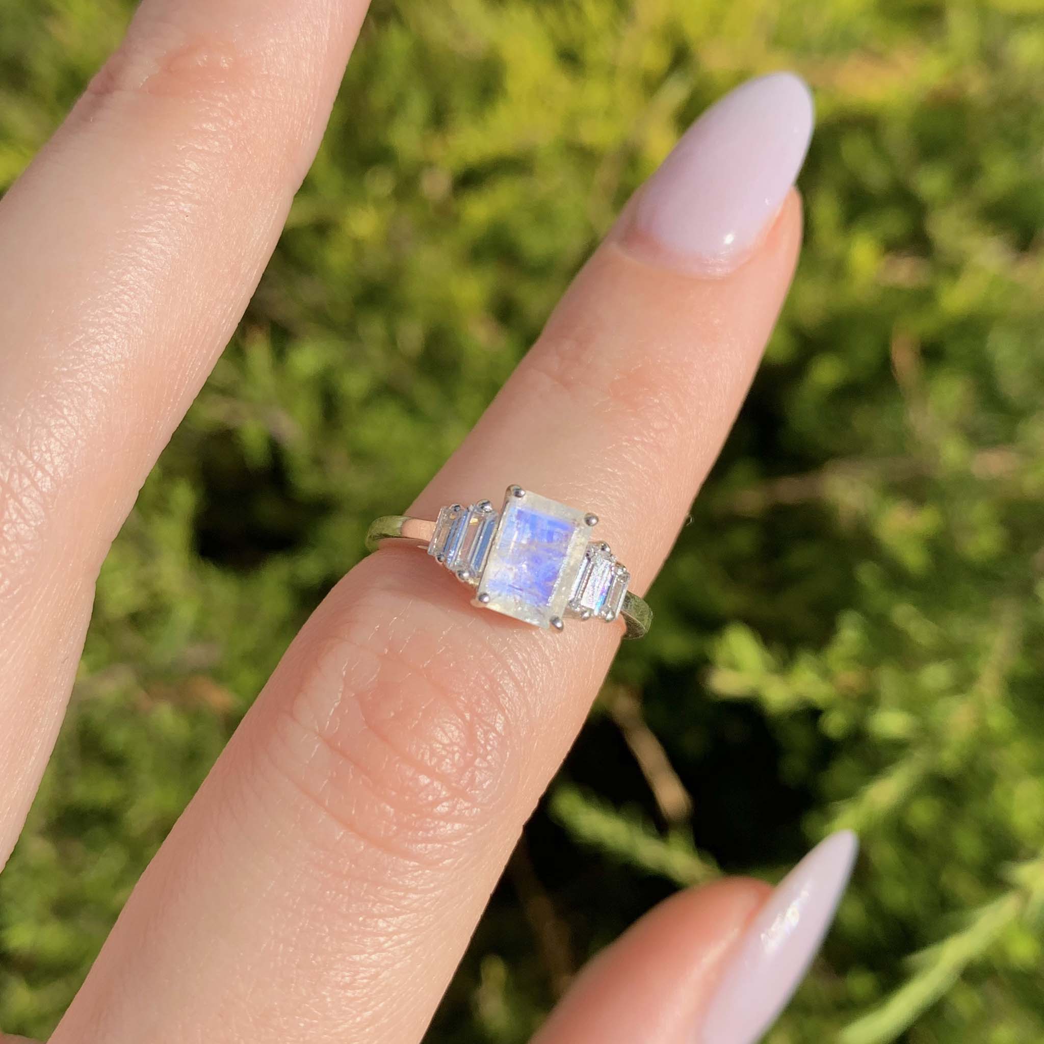 indie and harper sterling silver white topaz and moonstone ring