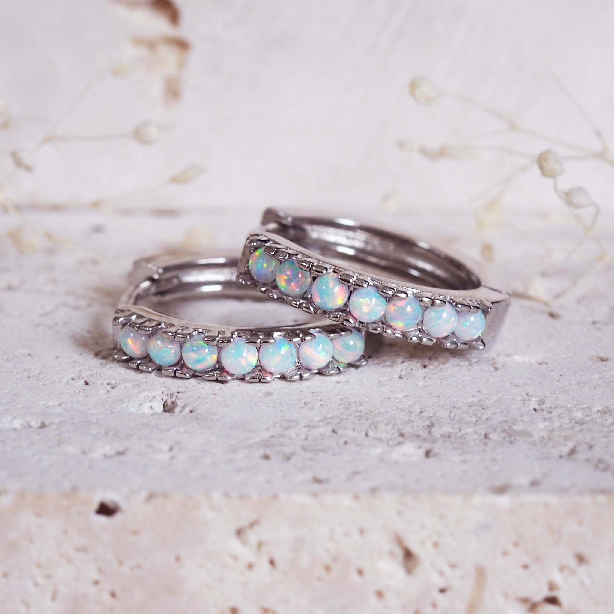  www.indieandharper.com Delicate Opal Hoop Earrings