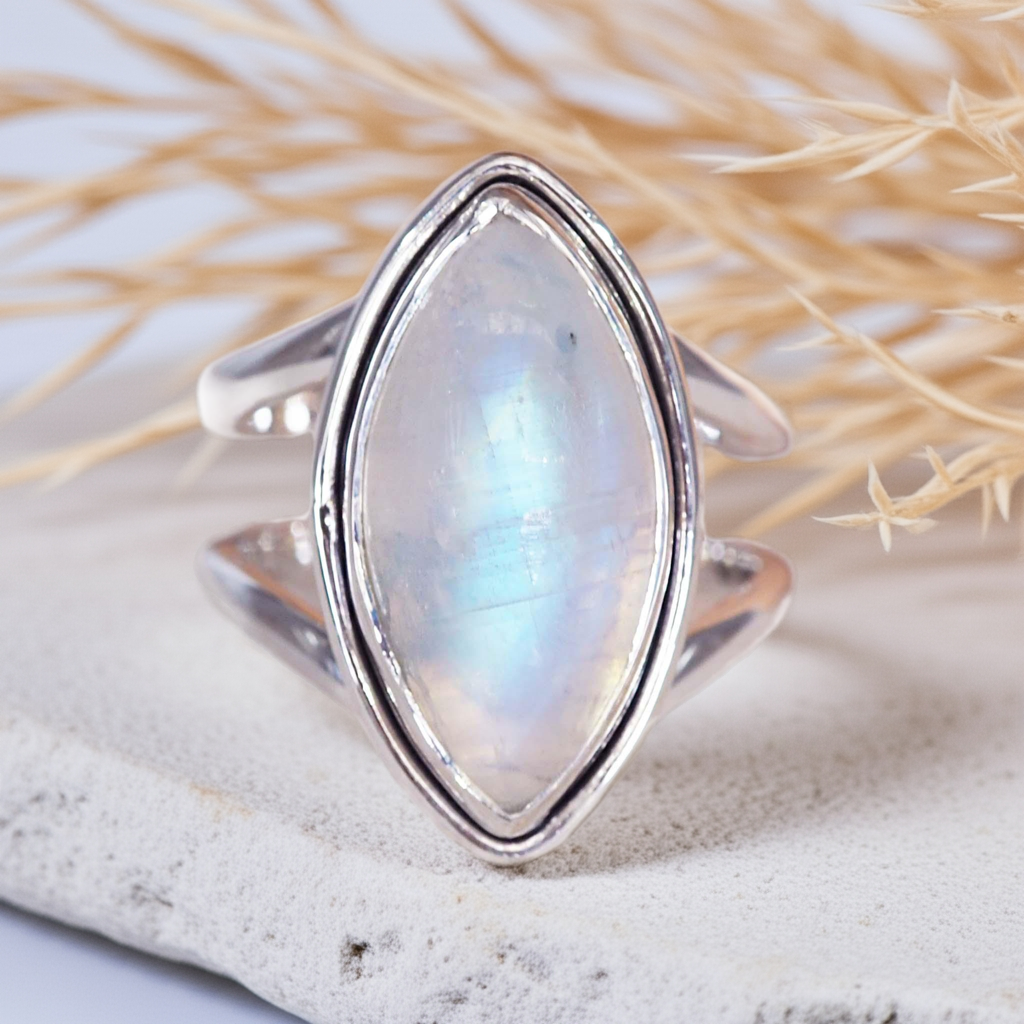 indie and harper sterling silver double band moonstone ring