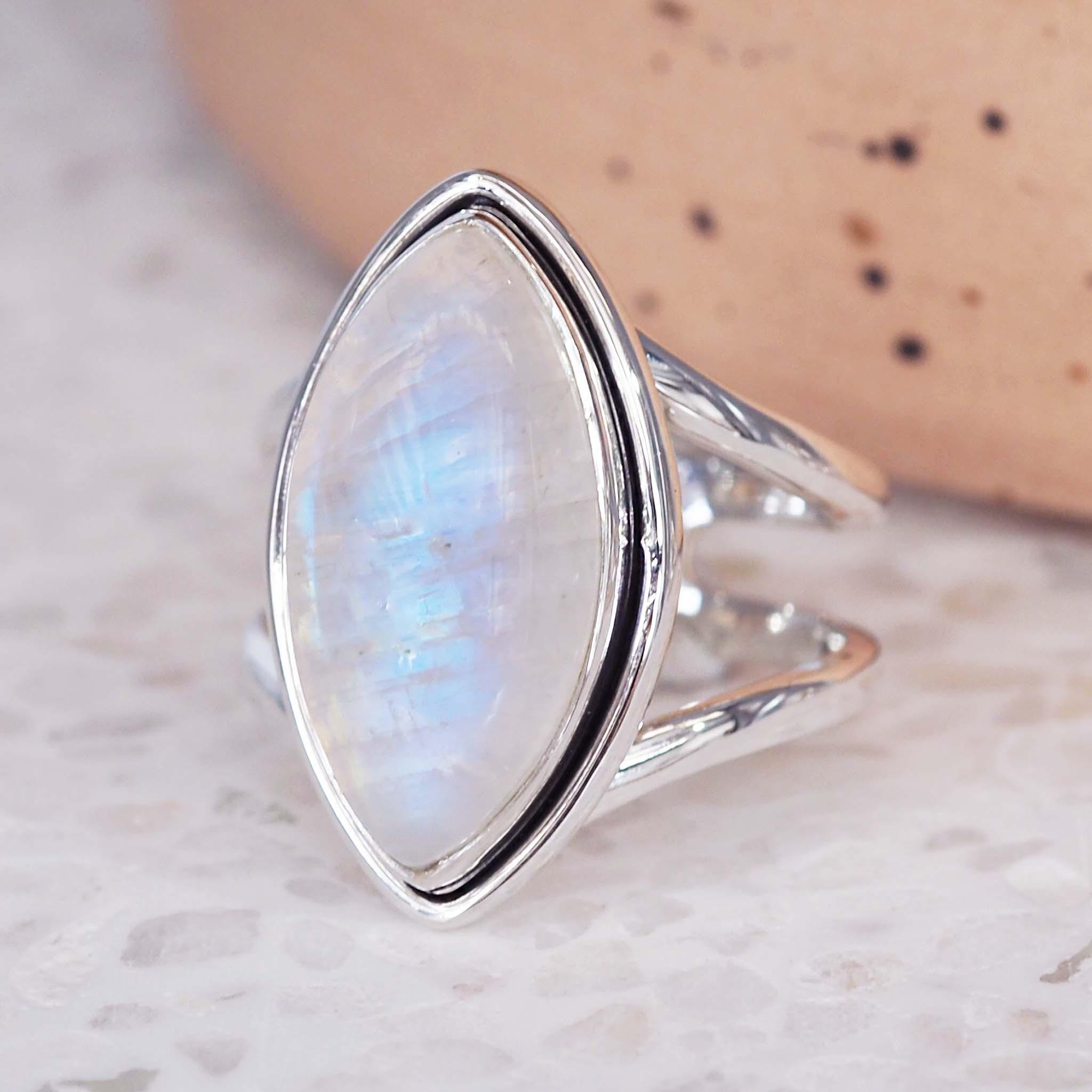 indie and harper sterling silver double band moonstone ring