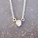 Glacier raw diamond necklace by Indie and Harper in sterling silver, close-up detail