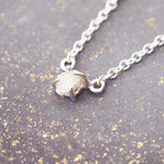 Glacier raw diamond necklace by Indie and Harper in sterling silver, claw-set and designed for everyday wear
