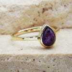 indie and harper gold february birthstone amethyst ring