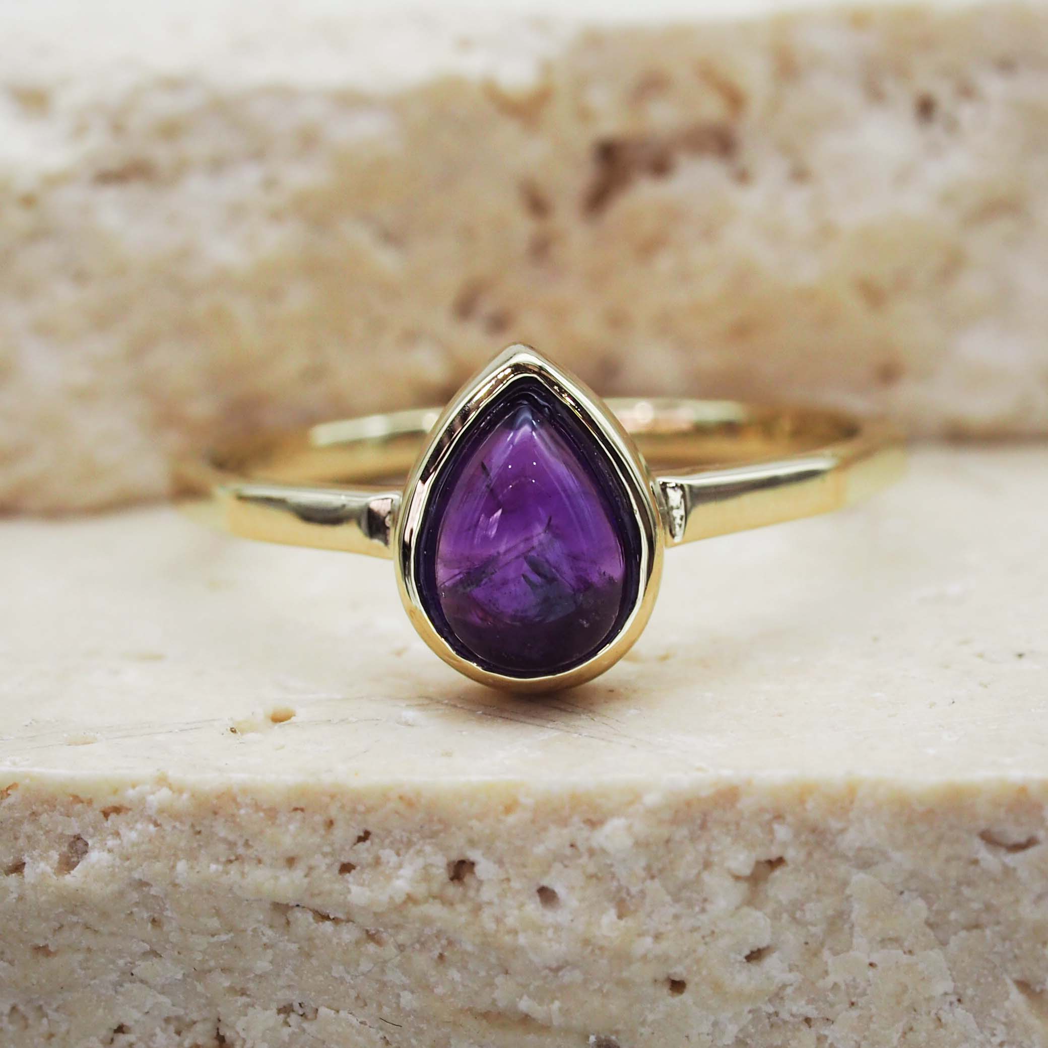 indie and harper gold february birthstone amethyst ring