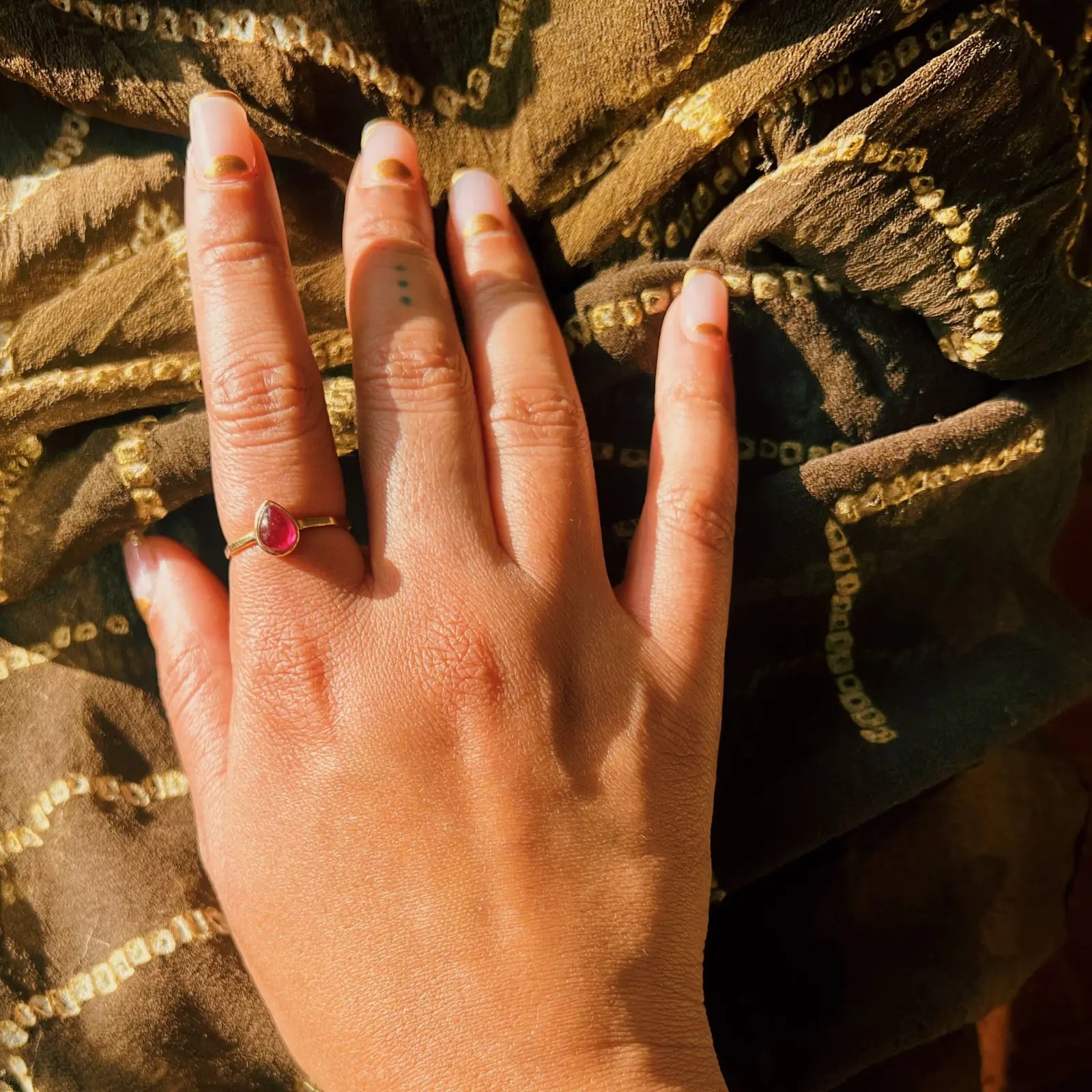 gold january birthstone garnet ring by being - indie and harper australia jewellery