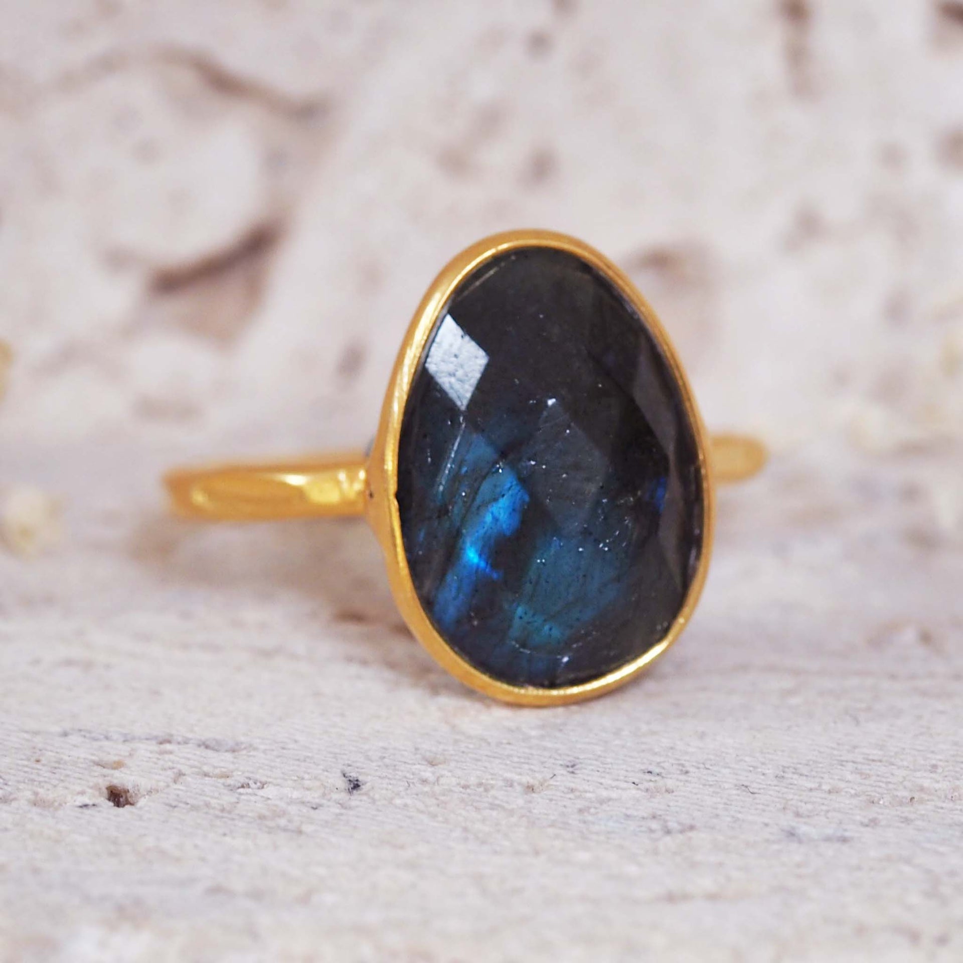 Gold Labradorite Ring