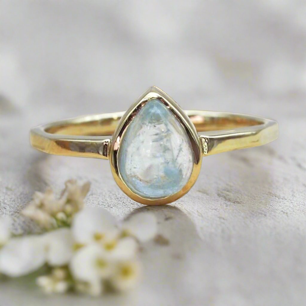 Gold march birthstone aquamarine ring - indie and harper australia