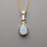 indie and harper Gold october birthstone opal necklace