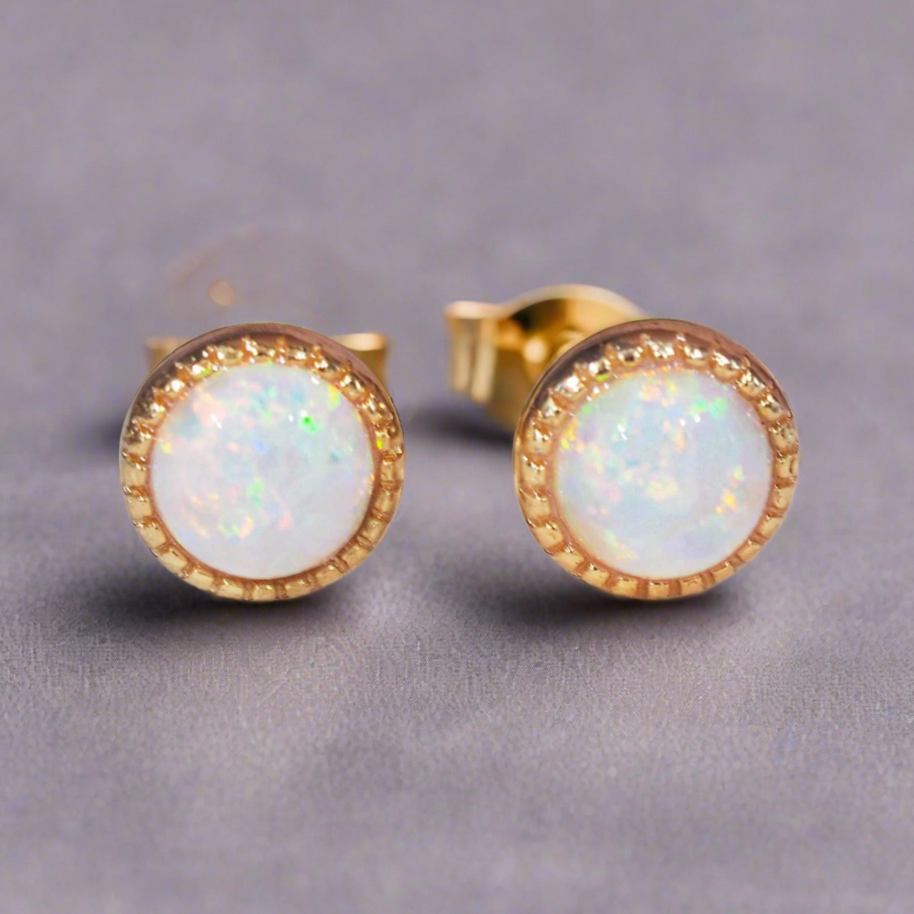 indie and harper Dainty gold opal earrings