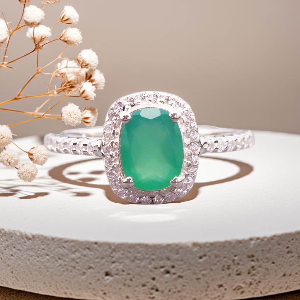 indie and harper sterling silver green onyx and white topaz ring