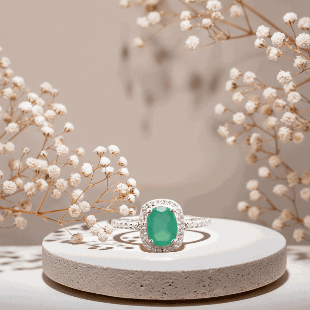 Green Onyx and White Topaz Ring