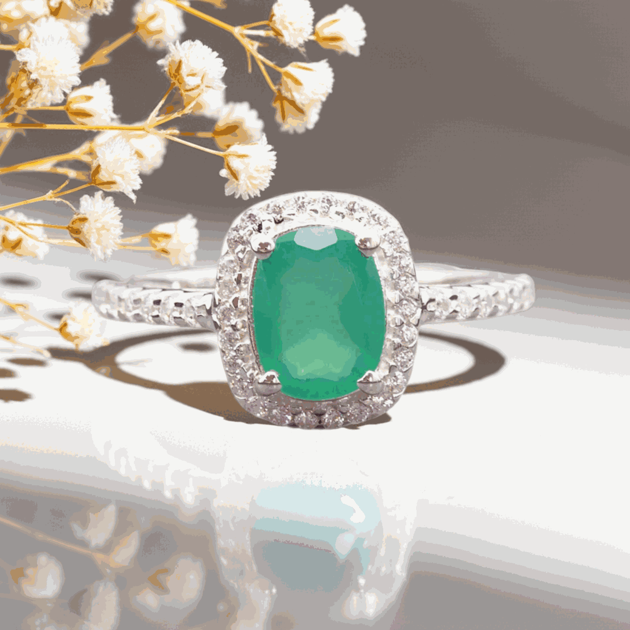 indie and harper sterling silver Green Onyx and White Topaz Ring