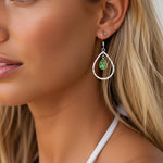 indie and harper sterling silver green turquoise drop earrings being worn