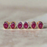 indie and harper July Birthstone ruby earrings in gold, silver and rose gold