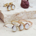 indie and harper june birthstone pearl rings in silver, gold and rose gold