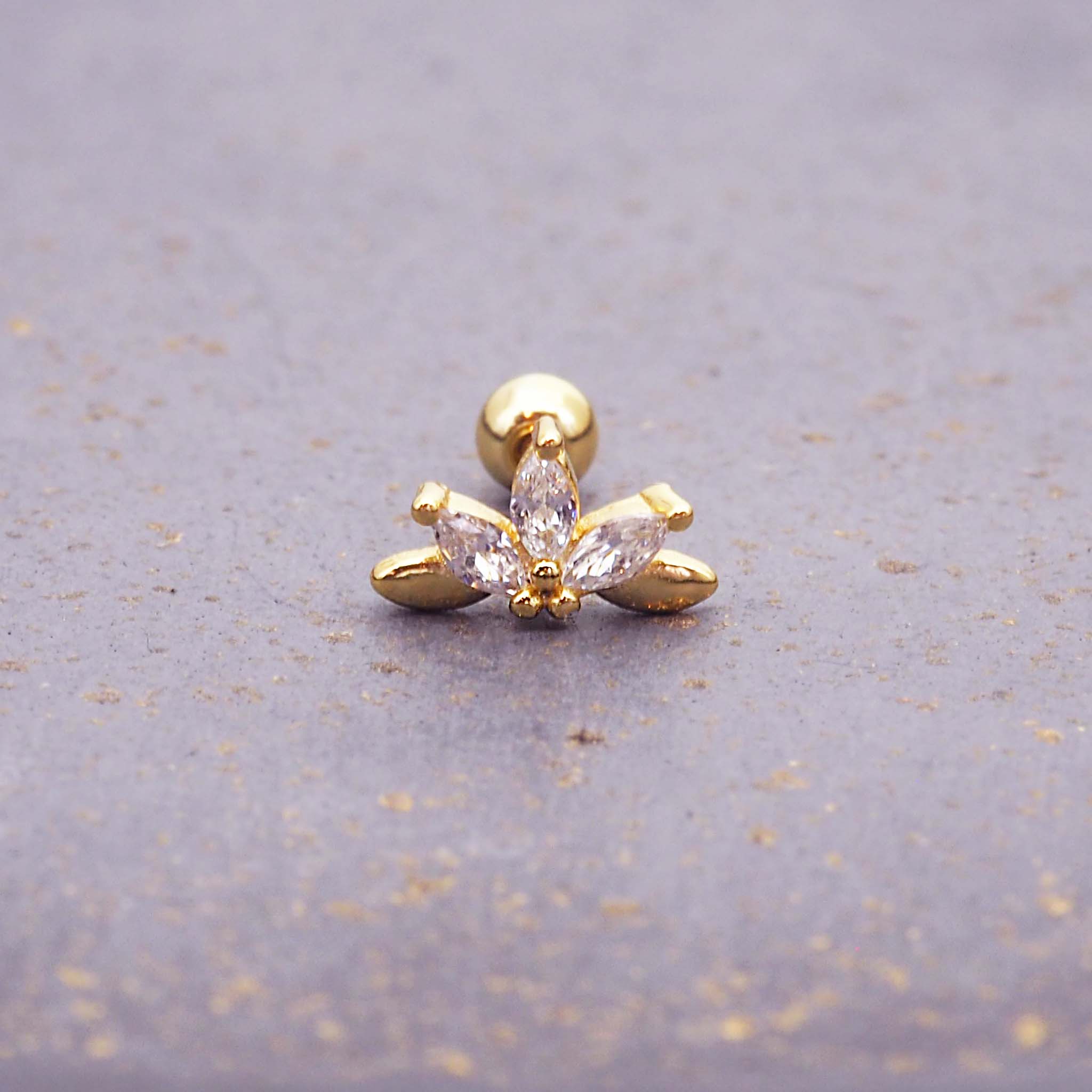 indie and harper gold ball back stud  featuring cubic zirconia