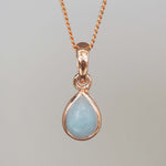 Rose gold March birthstone aquamarine necklace by indie and Harper Australia 