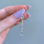 indie and harper sterling silver moonstone and blue topaz earrings