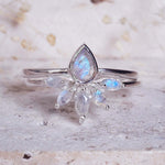 indie and harper stacking ring made with sterling silver and beautiful natural moonstones - women's stacking rings by indie and harper