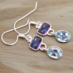 indie and harper dainty mystic quartz and blue topaz earrings 