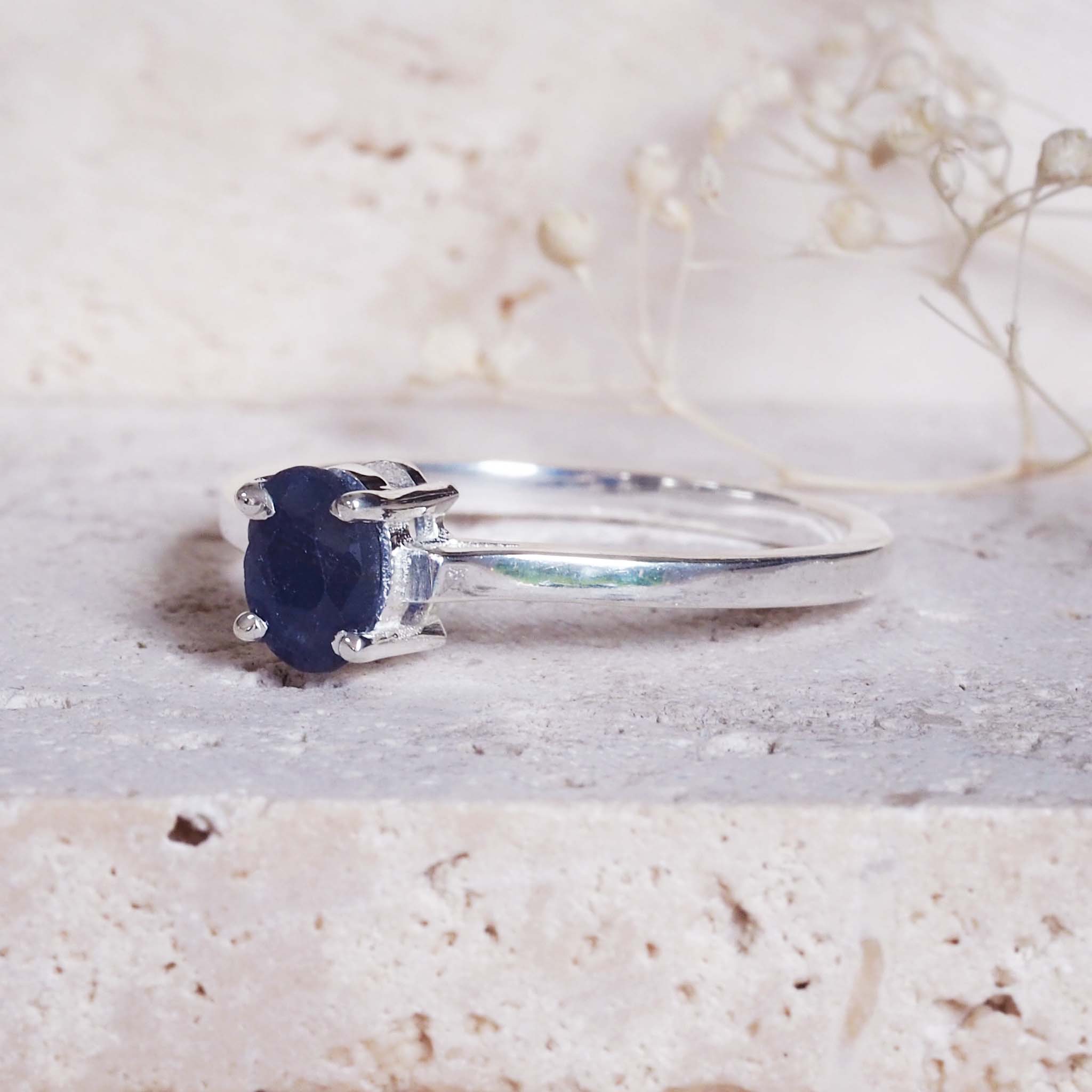 indie and harper sterling silver natural blue sapphire ring