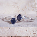 indie and harper dainty sterling silver ring made with natural blue sapphire