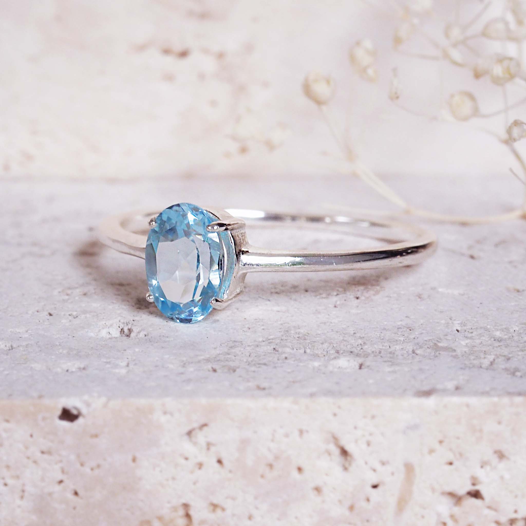 indie and harper sterling silver natural dainty blue topaz ring
