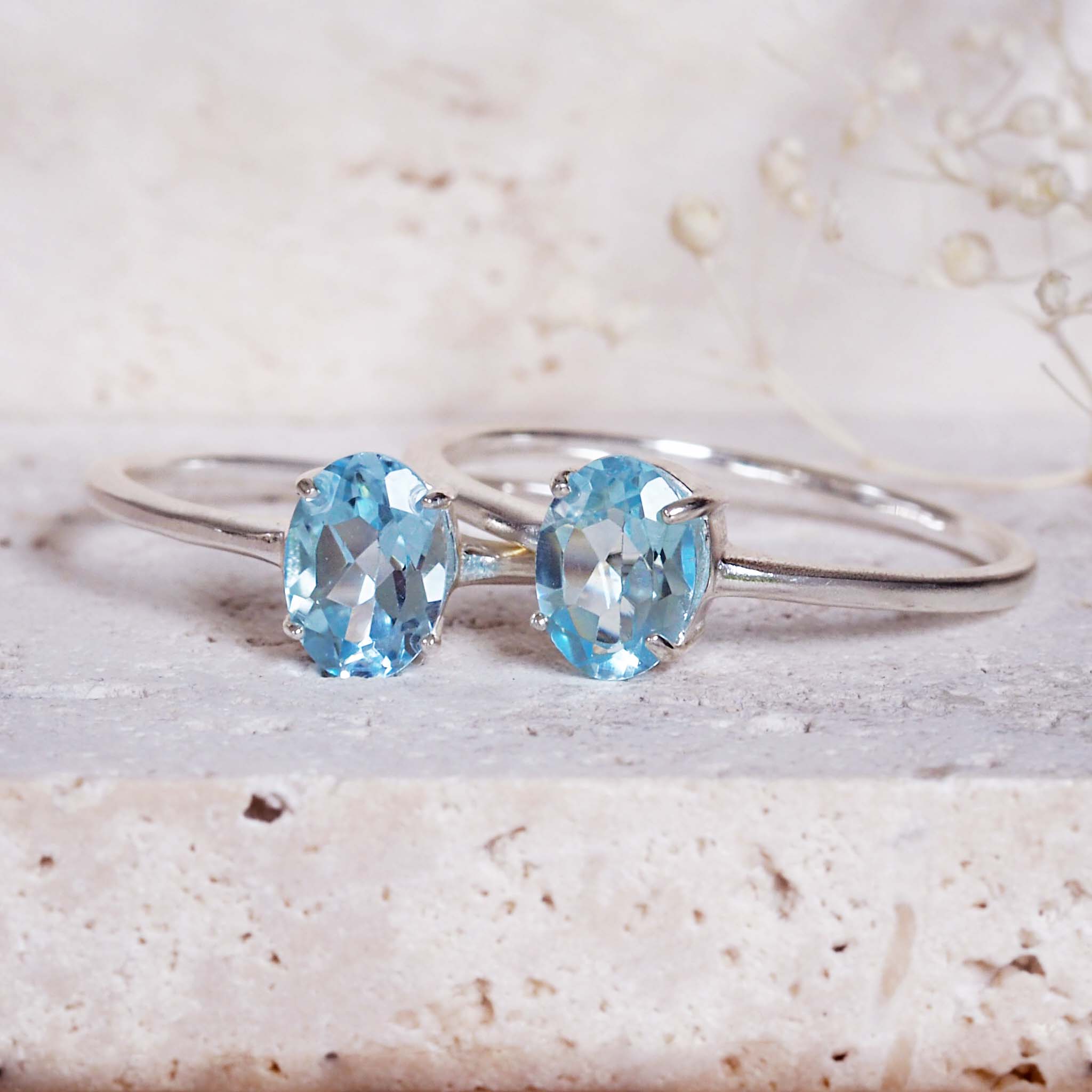indie and harper sterling silver natural blue topaz rings