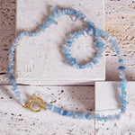 indie and harper Natural Gemstone Lariat aquamarine Necklace